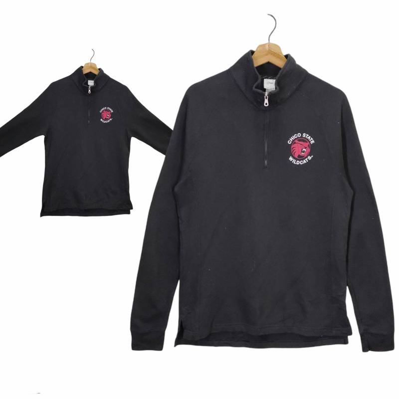 Chico State Wildcats Sweater Quarter Zip Medium Vintage California Universität Sweatshirt Pullover Csu Schwarz Größe M von MegaEmpire