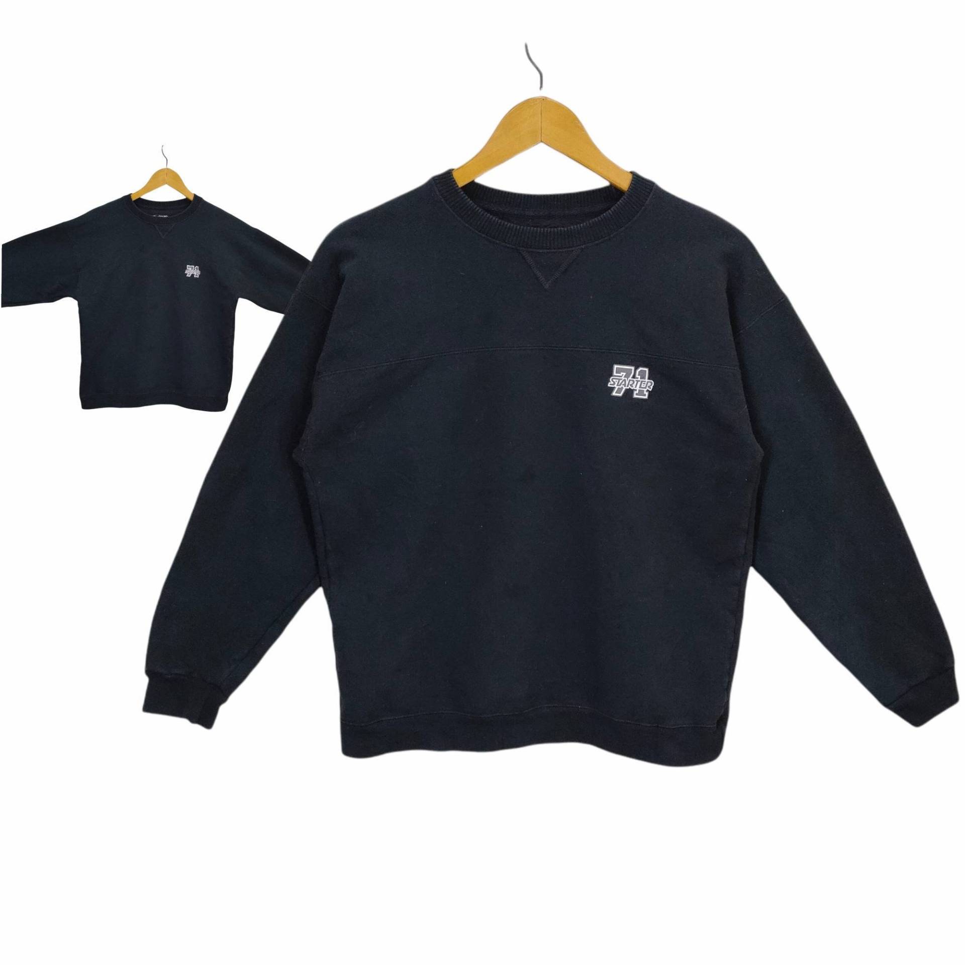 Starter Crewneck Sweatshirt Medium Vintage Stickerei Pullover Schwarz Damen Größe M von MegaEmpire
