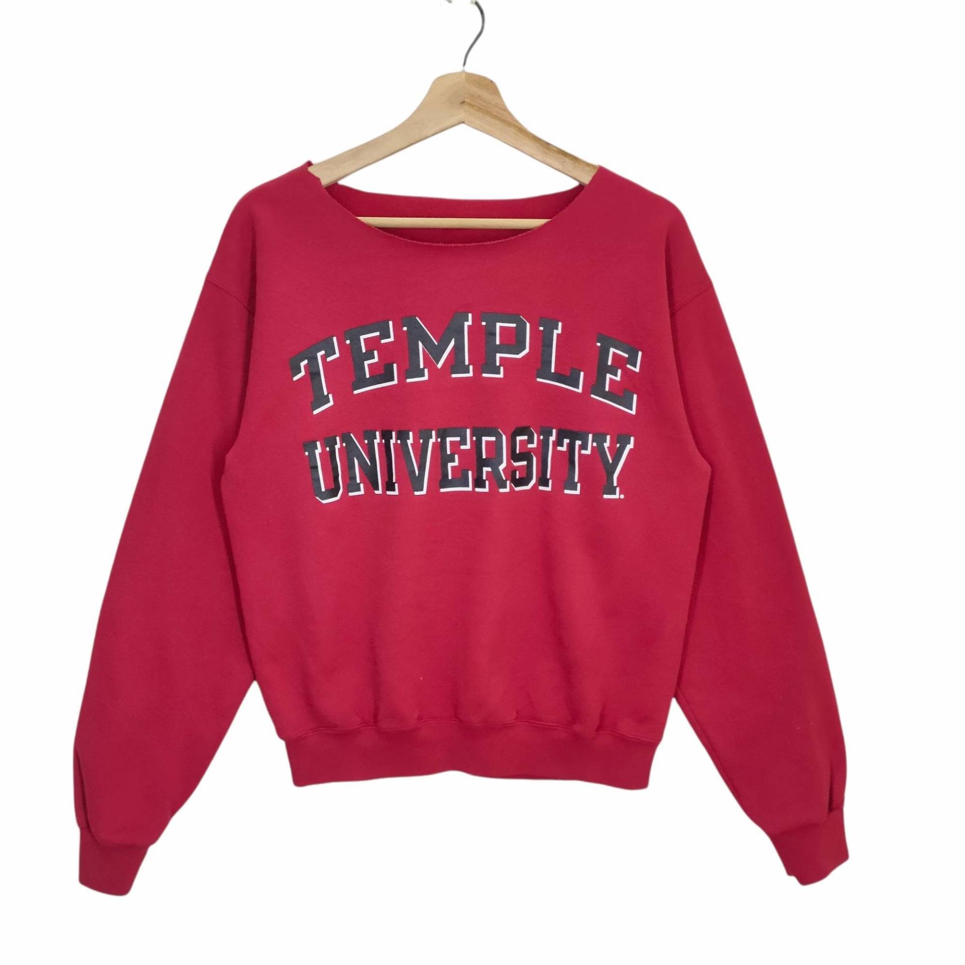 Tempel Universität Sweatshirt Medium Vintage Champion Sweater Pullover Rot Damen Größe M von MegaEmpire