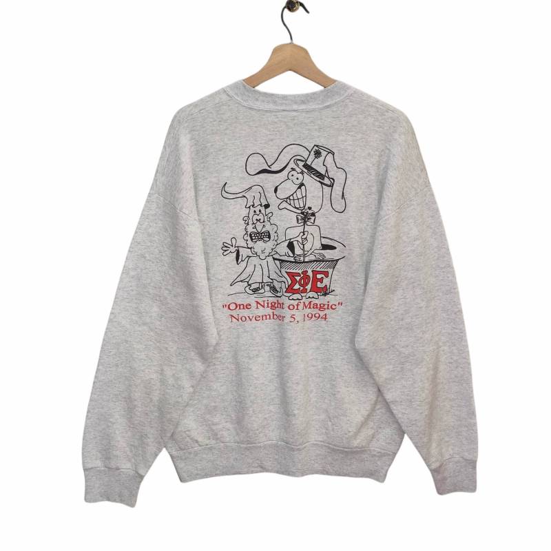 Vtg 90Er Jahre One Night Of Magic Crewneck Sweatshirt Großes Vintage Fruit The Loom Pullover Hellgrau Unisex Größe L von MegaEmpire
