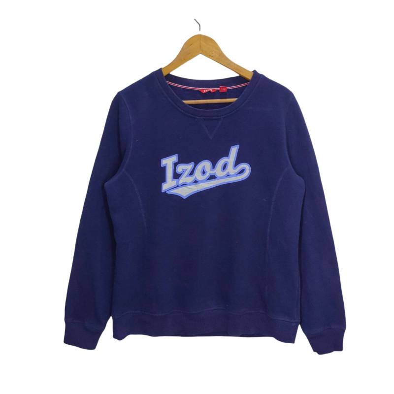 Y2K Izod Crewneck Sweatshirt Medium Vintage Spellout Pullover Marineblau Size M von MegaEmpire