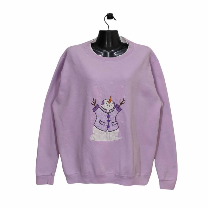 Y2K Schneemann Sweatshirt , Let It Snow Winter Pullover Vintage Style Weihnachtsgeschenk Rundhals Large Flieder Unisex L von MegaEmpire