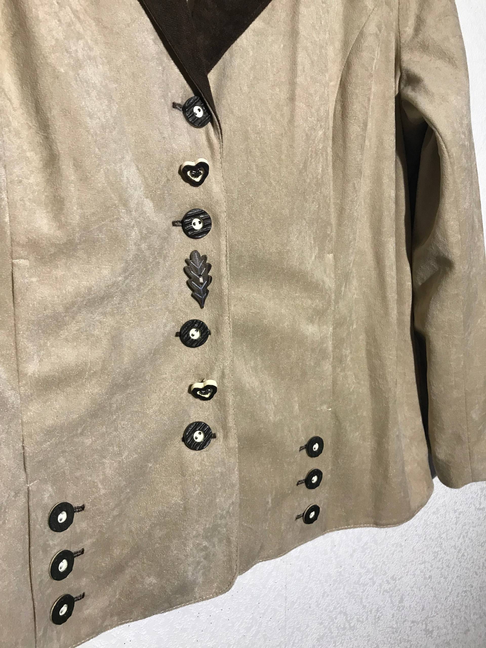 Beige Dirndl Jacke Sandbraun Damen Kurz Trachtenblazer Österreich Tiroler Kurze Loden Sounds Of Music Large Size von MegaaShop