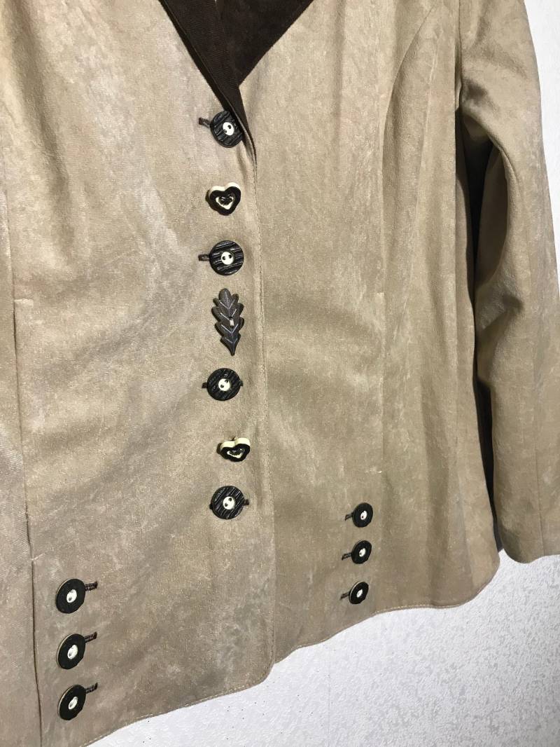 Beige Dirndl Jacke Sandbraun Damen Kurz Trachtenblazer Österreich Tiroler Kurze Loden Sounds Of Music Large Size von MegaaShop