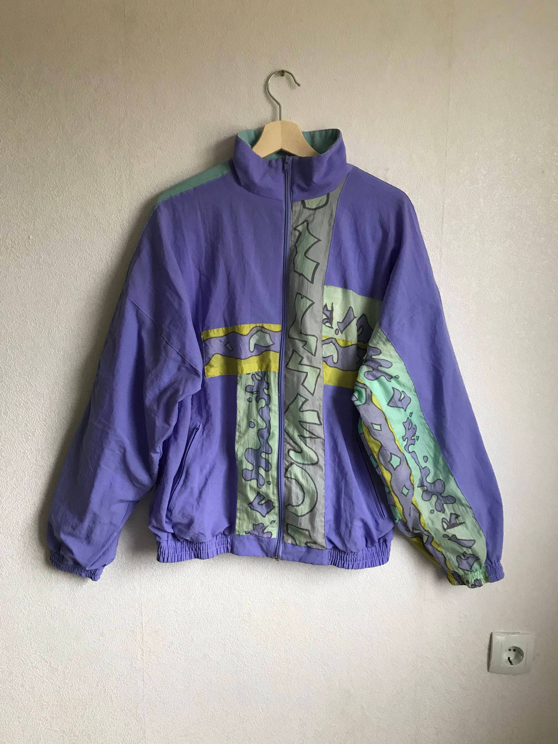 Jahrgang Sport Jacke Lila Windbreaker Unisex Dünne Große Hipster Bomberjacke Abgeschnitten von MegaaShop