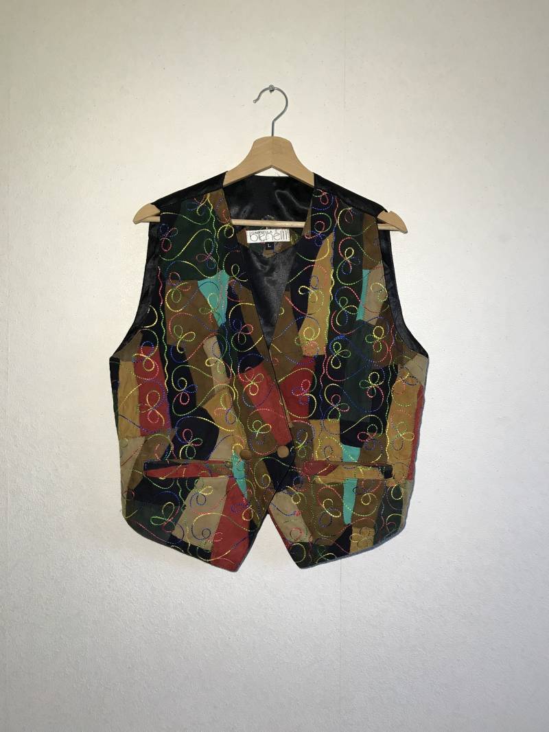 Jahrgang Suade Stück Weste Whipstitch Bau Cowboy Land Seite Folk Texas Cowgirl Wild West Style Lederweste Große von MegaaShop