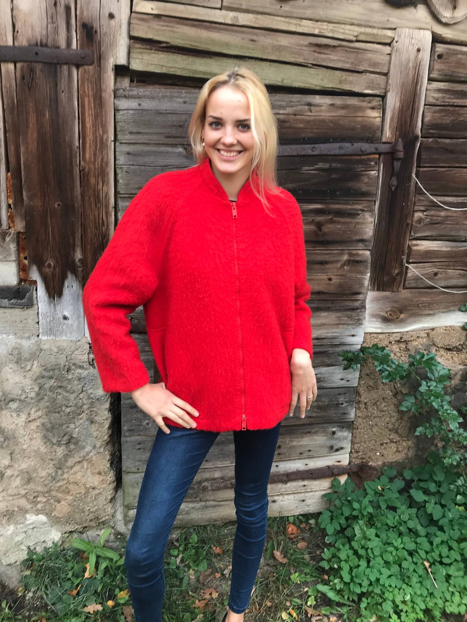 Rote Jacke Womens Winter Mantel Warmen Rot Wintermantel Wolle Mischung Größe Große Winter-Erbse Wollmantel von MegaaShop