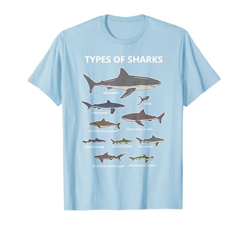 Lustiges Hai Fisch Motiv mit Haiarten. Geschenk Kinder T-Shirt Lustiges Hai Fisch Motiv mit Haiarten. Geschenk Kinder T-Shirt von Haifische Shirts und Geschenke