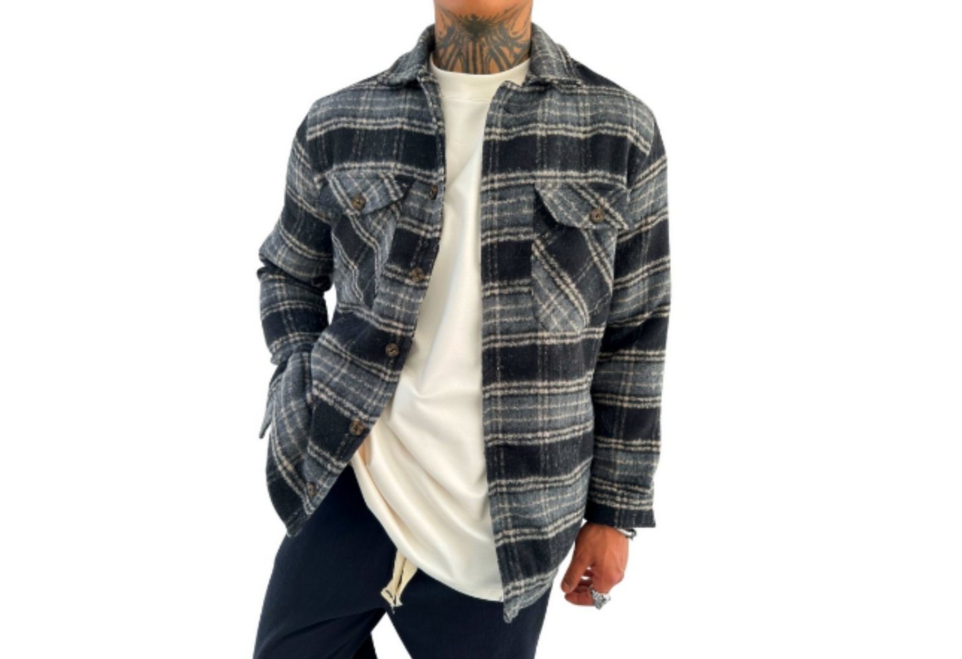 Megaman Jeans Flanellhemd Herren Flanell Jacke Holzfällerhemd, Outdoor Baumwolle Freizeithemden von Megaman Jeans