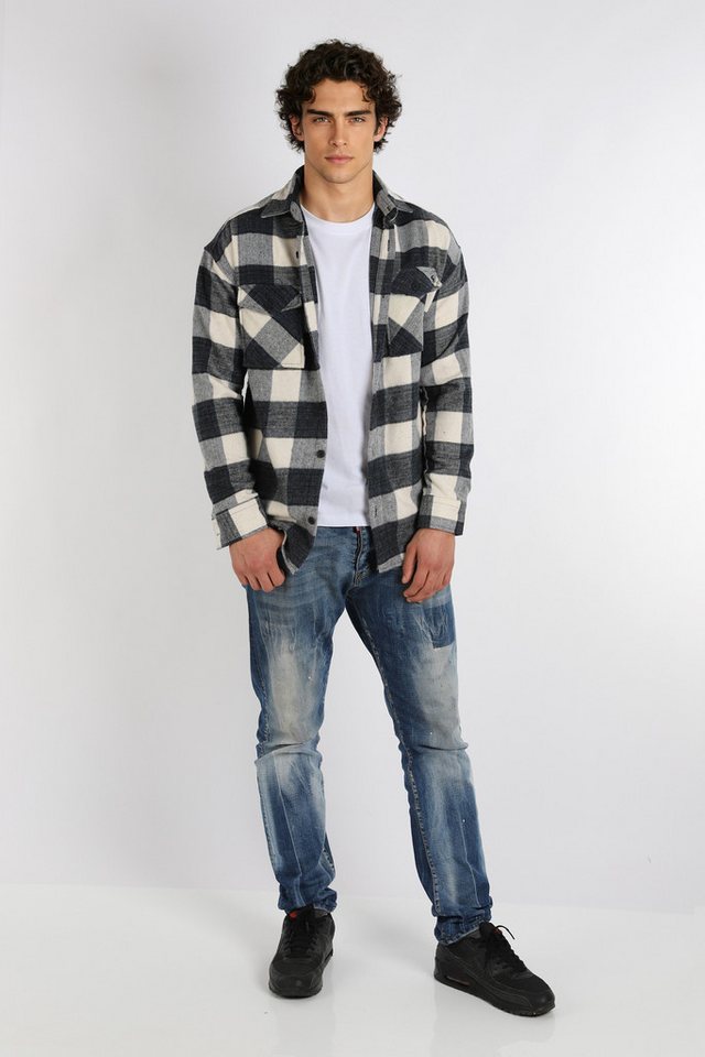 Megaman Jeans Flanellhemd Herren Holzfällerhemd Flanellhemd Kariert Freizeithemd Jacke von Megaman Jeans