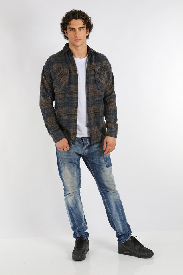 Megaman Jeans Flanellhemd Herren Holzfällerhemd Flanellhemd Kariert Freizeithemd Jacke Regular Langarm Kentkragen Holzfäller von Megaman Jeans