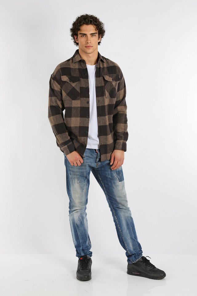 Megaman Jeans Flanellhemd Herren Holzfällerhemd Flanellhemd Kariert Freizeithemd Jacke von Megaman Jeans