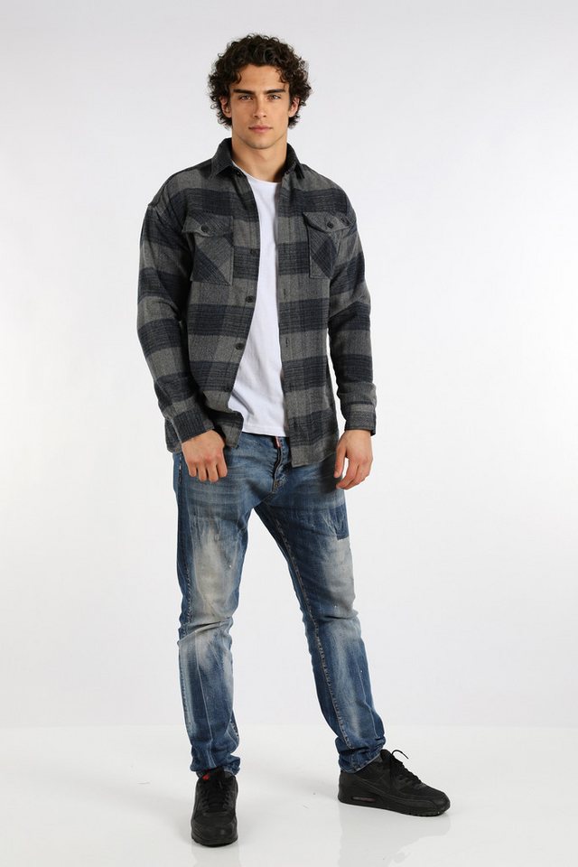 Megaman Jeans Flanellhemd Herren Holzfällerhemd Flanellhemd Kariert Freizeithemd Jacke von Megaman Jeans