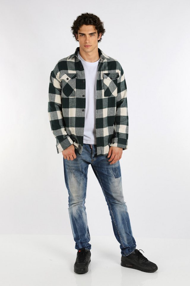 Megaman Jeans Flanellhemd Herren Holzfällerhemd Flanellhemd Kariert Freizeithemd Jacke von Megaman Jeans