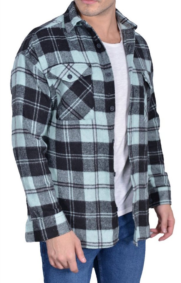 Megaman Jeans Flanellhemd Herren Holzfällerhemd Flanellhemd Kariert Freizeithemd Jacke von Megaman Jeans