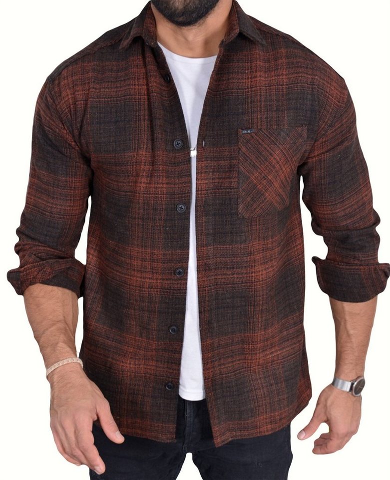 Megaman Jeans Flanellhemd Herren Holzfällerhemd Flanellhemd Kariert Freizeithemd Jacke Regular Langarm Holzfäller-Hemd von Megaman Jeans