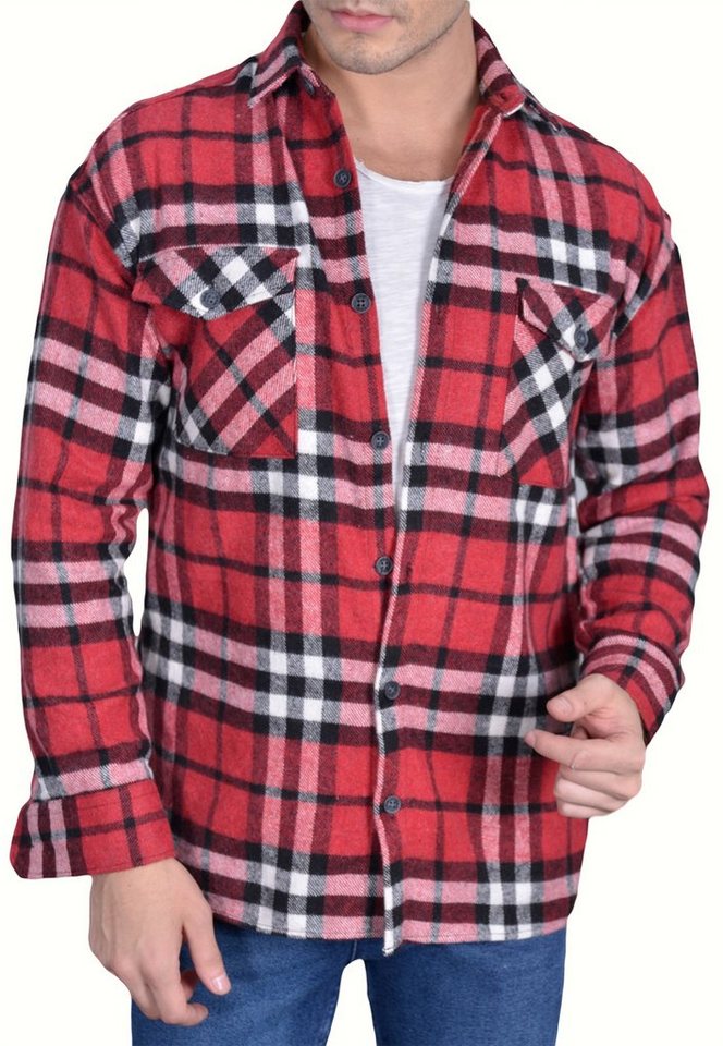 Megaman Jeans Flanellhemd Herren Holzfällerhemd Flanellhemd Kariert Freizeithemd Jacke Regular Langarm Holzfäller Knopfleiste von Megaman Jeans