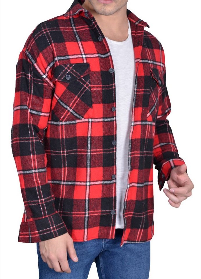 Megaman Jeans Flanellhemd Herren Holzfällerhemd Flanellhemd Kariert Freizeithemd Jacke von Megaman Jeans