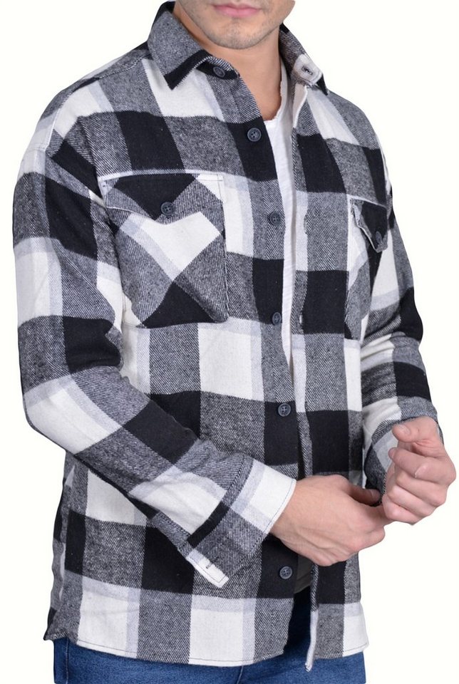 Megaman Jeans Flanellhemd Herren Holzfällerhemd Flanellhemd Kariert Freizeithemd Jacke Regular, Langarm, Kentkragen von Megaman Jeans