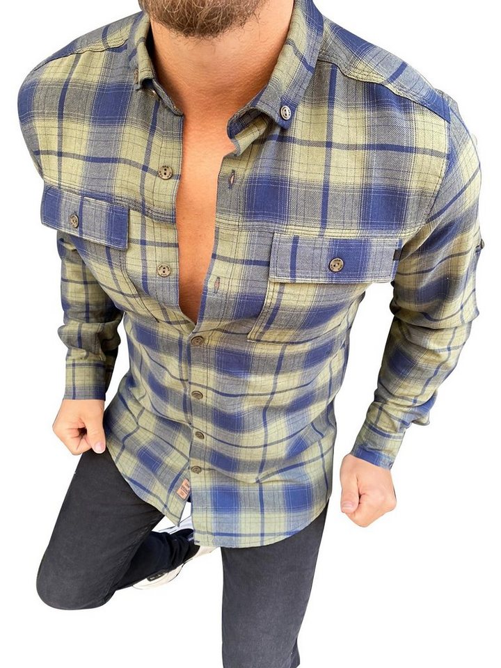 Megaman Jeans Flanellhemd Megaman Herren Holzfäller Hemd Langarm Karohemd Kariert Shirt Flanell Holzfeller Baumwolle Flanellstoff Sommer von Megaman Jeans