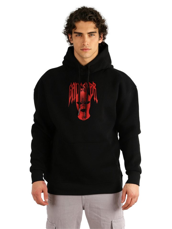 Megaman Jeans Hoodie Herren Kapuzenpullover Slim Fit Sweatshirt Rundhals Druck auf Vorder- und Rückseite, Kapuze von Megaman Jeans