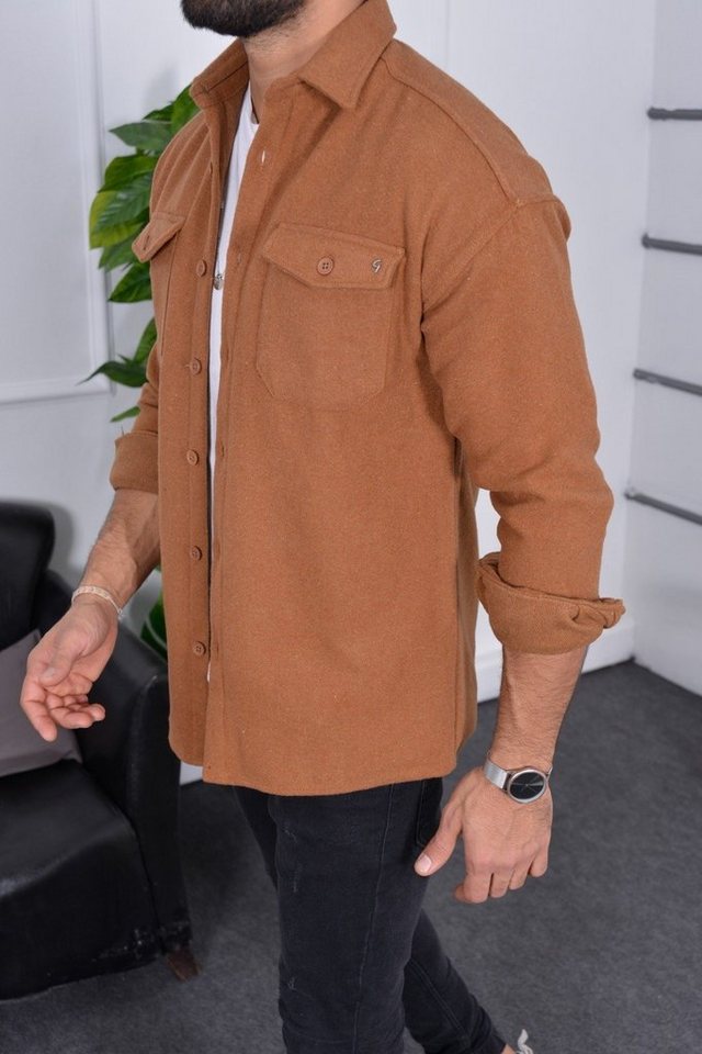 Megaman Jeans Langarmhemd Dickes Hemd Hemdjacke Freizeithemd Holzfällerhemd Unifarben H5592 von Megaman Jeans