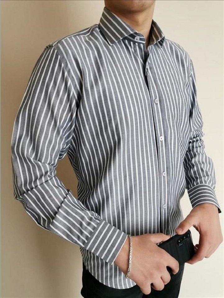 Megaman Jeans Langarmhemd Langarmhemd Herren gestreift designer Premium Hemd von Megaman Jeans