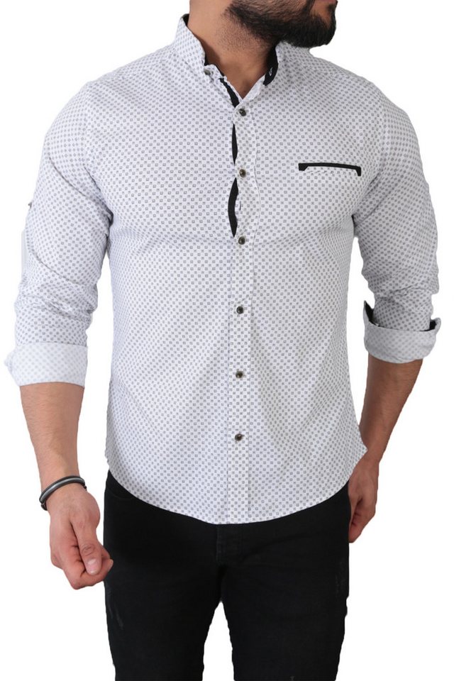 Megaman Jeans Langarmhemd Megaman Herren Freizeit-Hemd Stretch Langarm Hemden von Megaman Jeans