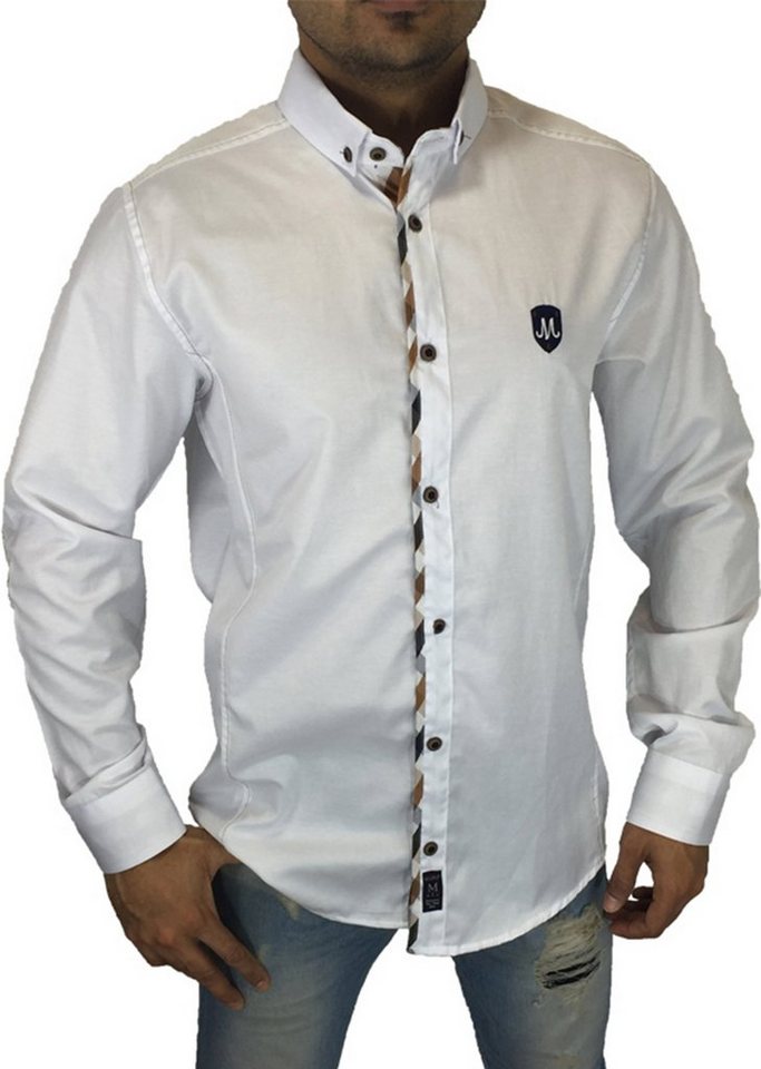 Megaman Jeans Langarmhemd Patches Kariert Hemd Button Down Outdoor Casual Style von Megaman Jeans