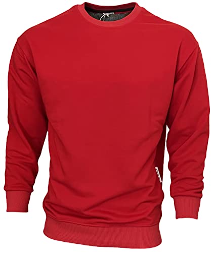 Megaman Basic Sweatshirt I Pullover Herren aus Baumwolle I Basic für Sport und Freizeit I Sweater für Männer | Rot, Large von Megaman