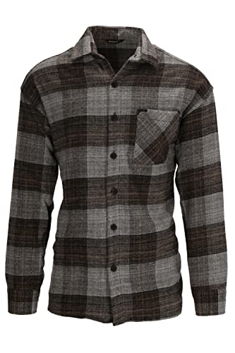 Megaman Holzfällerhemden | Herren Button Down Outdoor Baumwolle Freizeithemden | Flanellhemden Herren Langarm | Grau, X-Large von Megaman