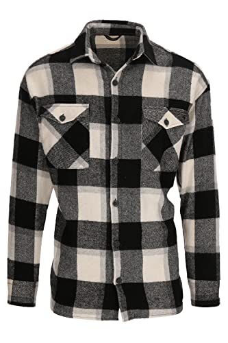 Megaman Holzfällerhemden | Herren Button Down Outdoor Baumwolle Freizeithemden | Flanellhemden Herren Langarm | Schwarz, Large von Megaman