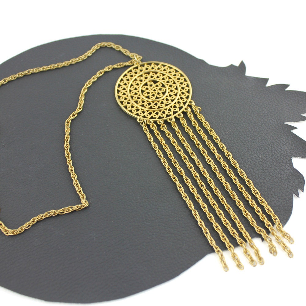 Boho Gold Kette Fringe von MeganLeoneVintage