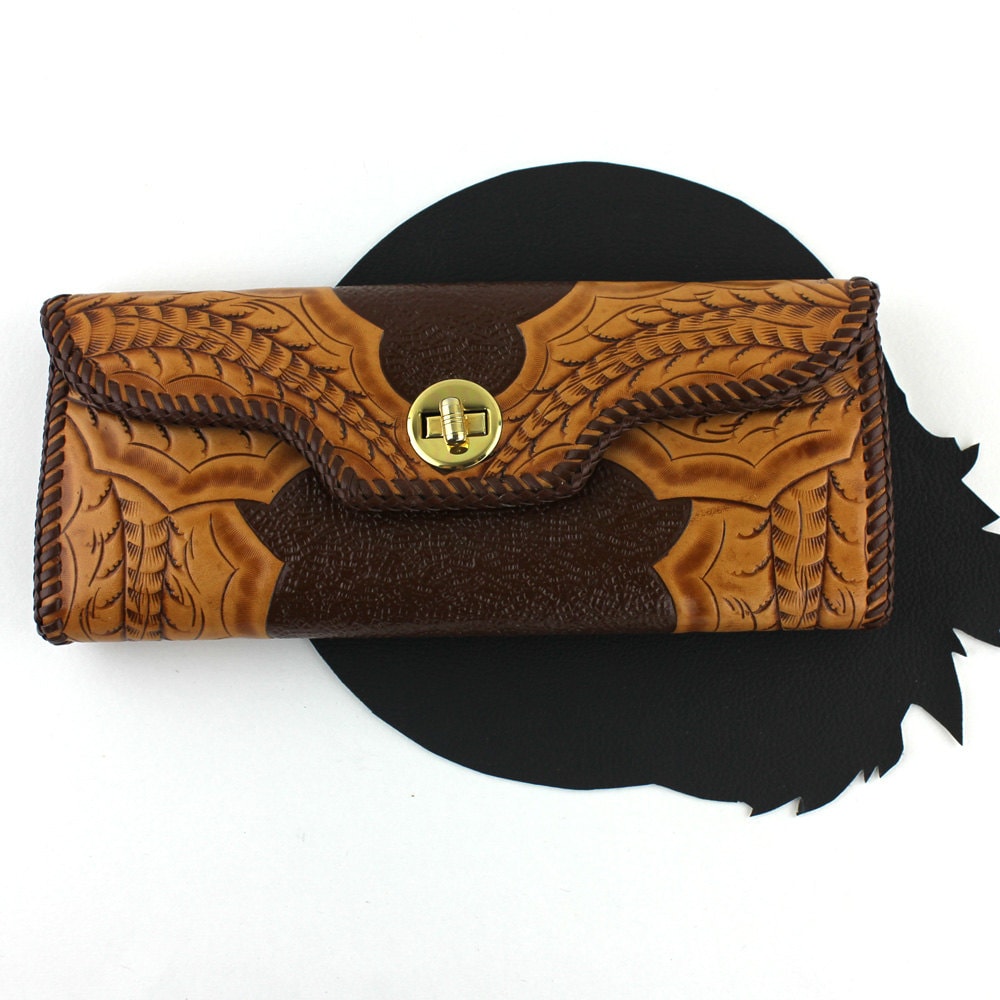 Braun Punziert Zm Ledergeldbörse von MeganLeoneVintage