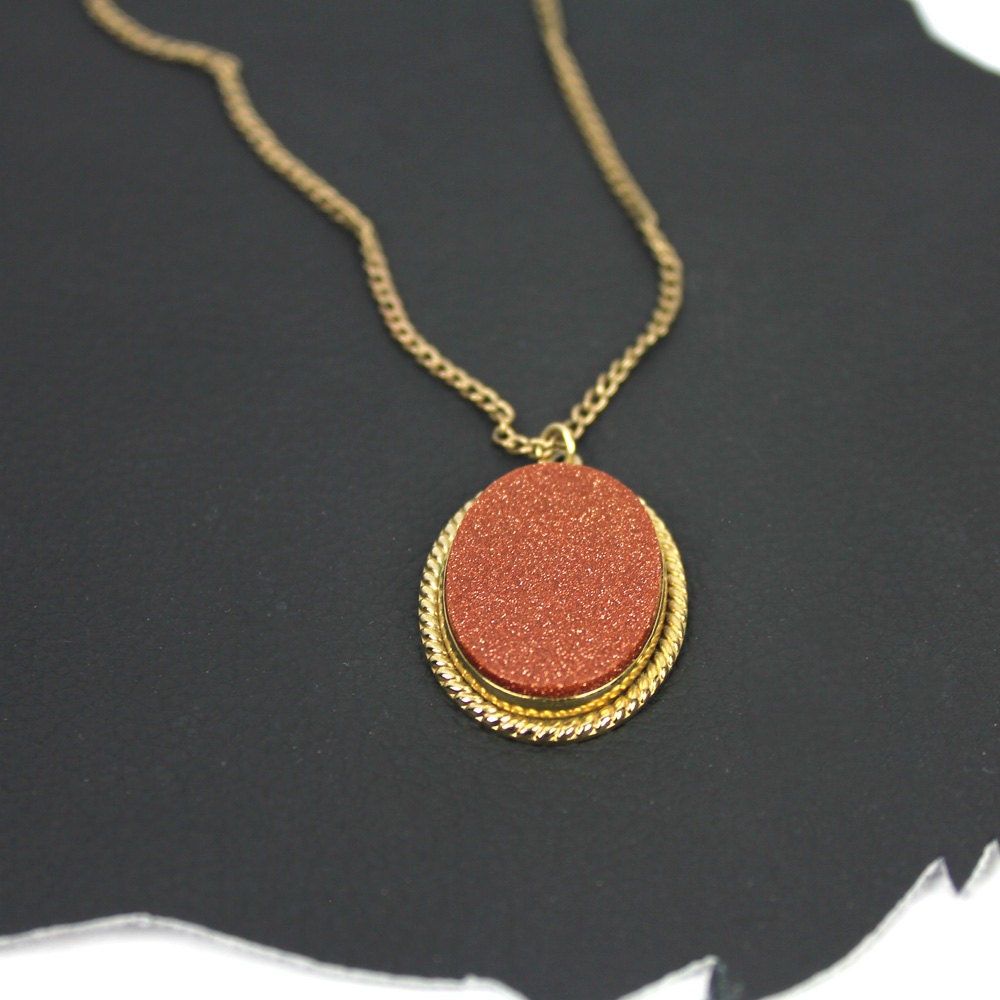 Goldstone Glitzernden Zierliche Halskette von MeganLeoneVintage