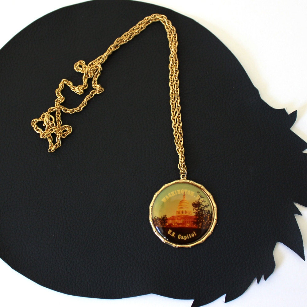 Jahrgang Tourist Charm Halskette Washington Dc Us Capitol von MeganLeoneVintage