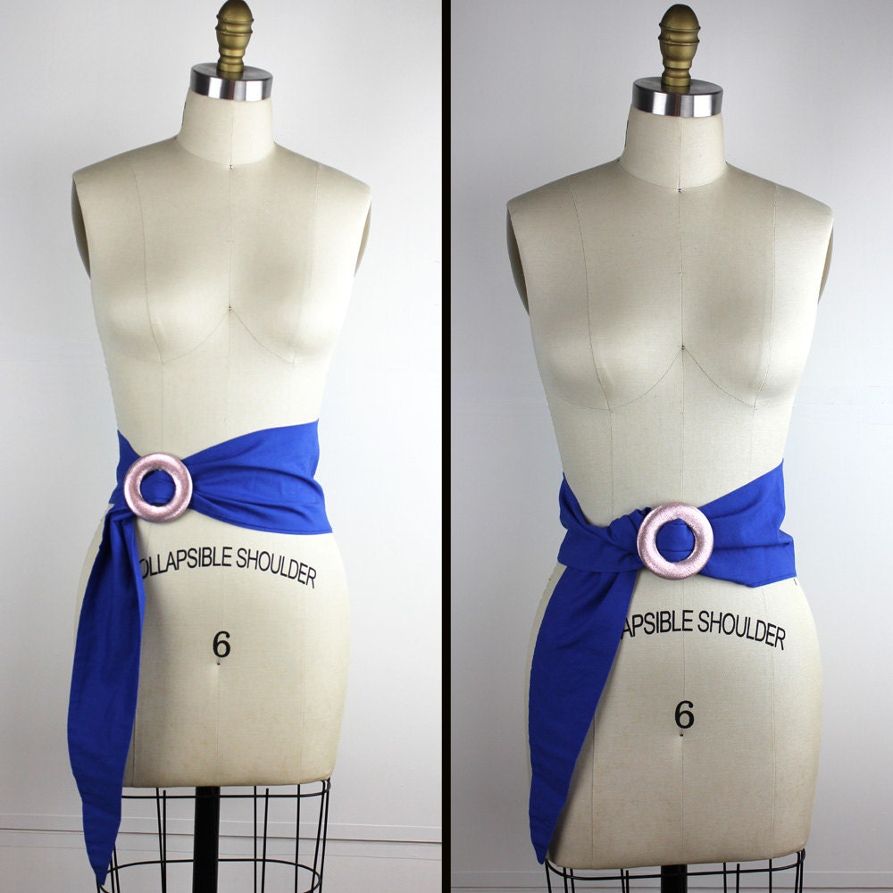 Kobalt Blau & Pastel Pink Baumwolle Gürtel Verstellbar Bis Zu 42" Lang von MeganLeoneVintage