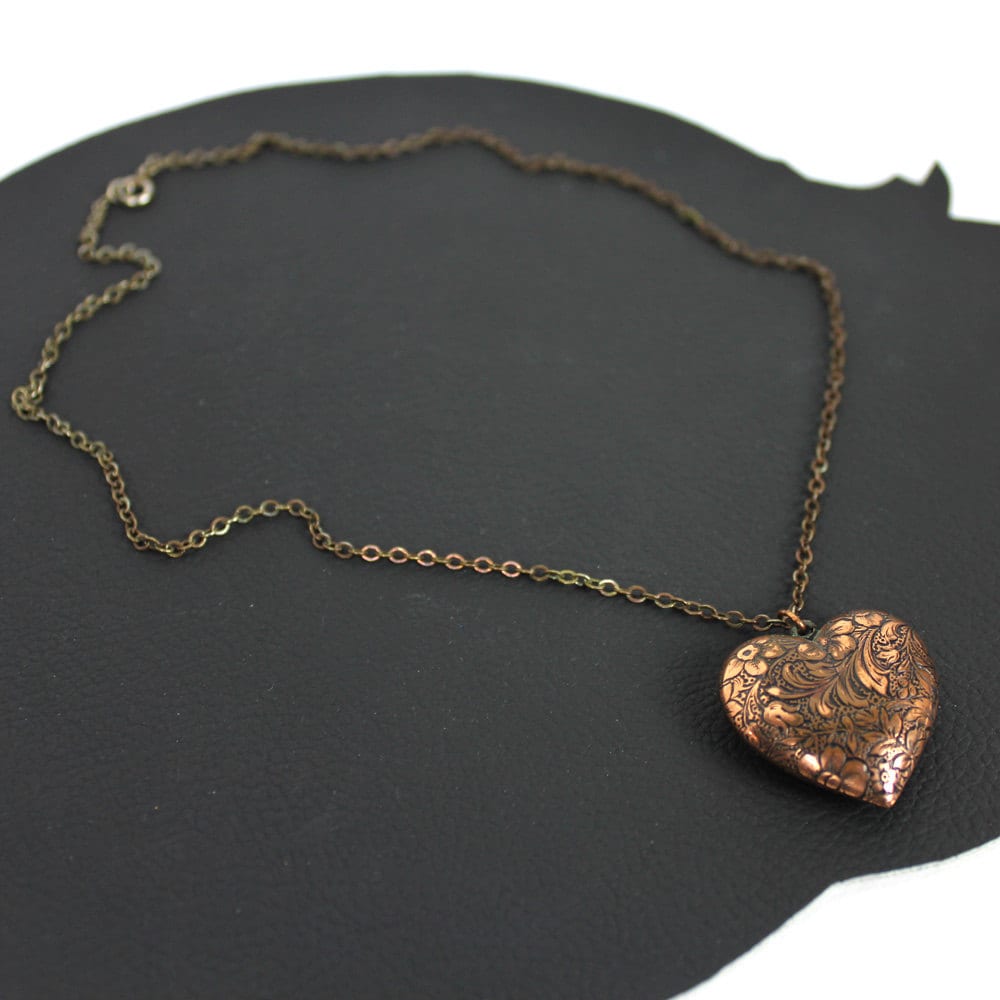 Kupfer-Farbigen Herz Anhänger Halskette von MeganLeoneVintage