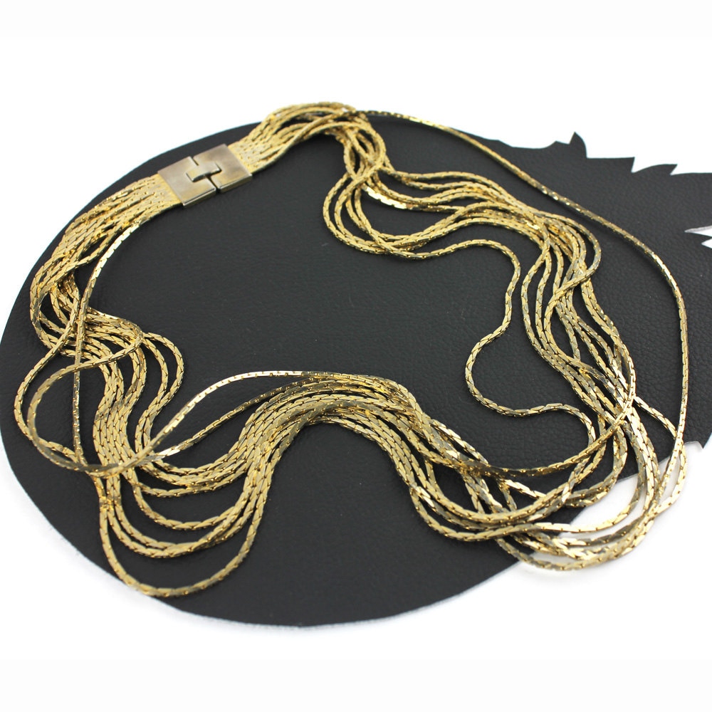 Multi-strang Gold Flache Kette Vintage Halskette von MeganLeoneVintage