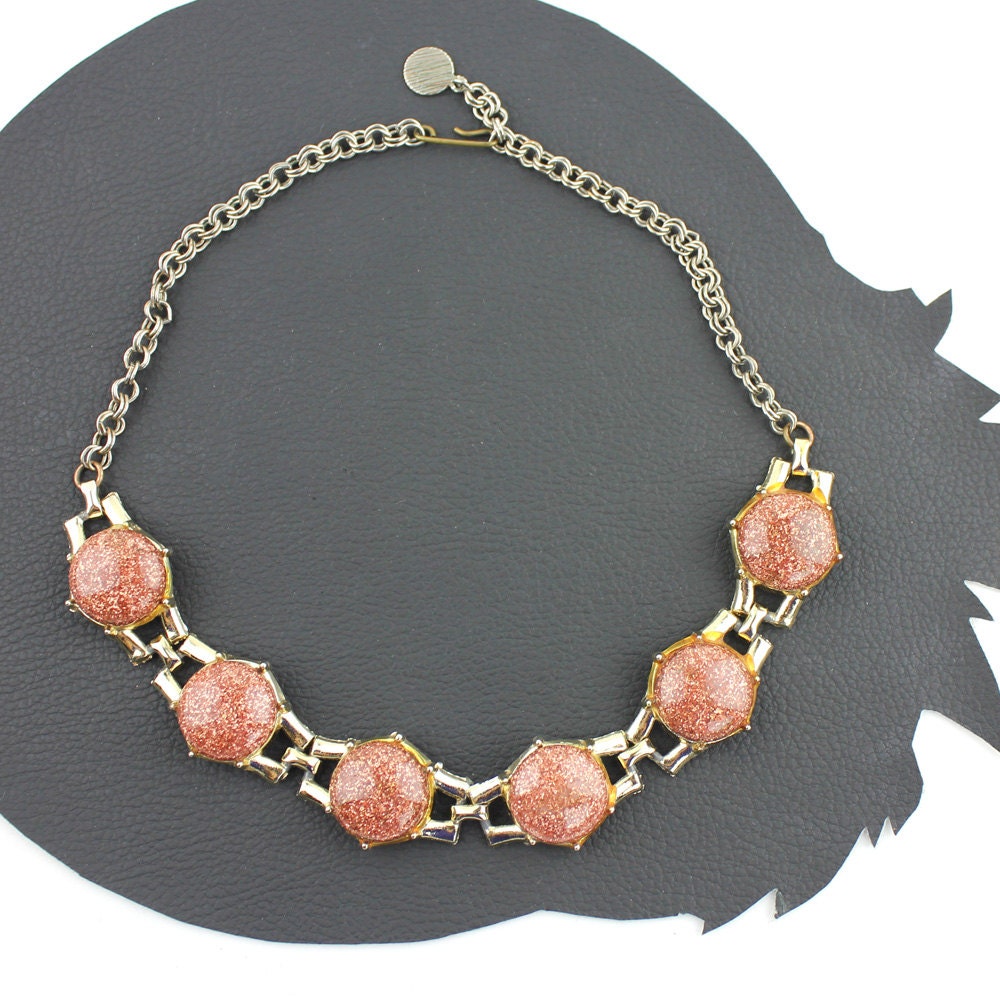 Prickelnde Rost & Gold Stein Halskette von MeganLeoneVintage