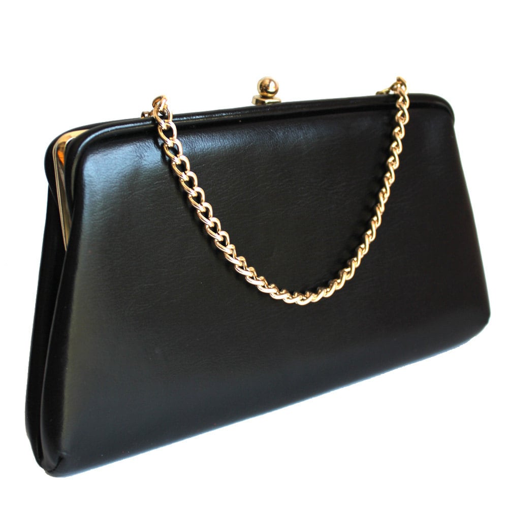 Vintage Schwarze Vinyl Handtasche Oder Clutch von MeganLeoneVintage