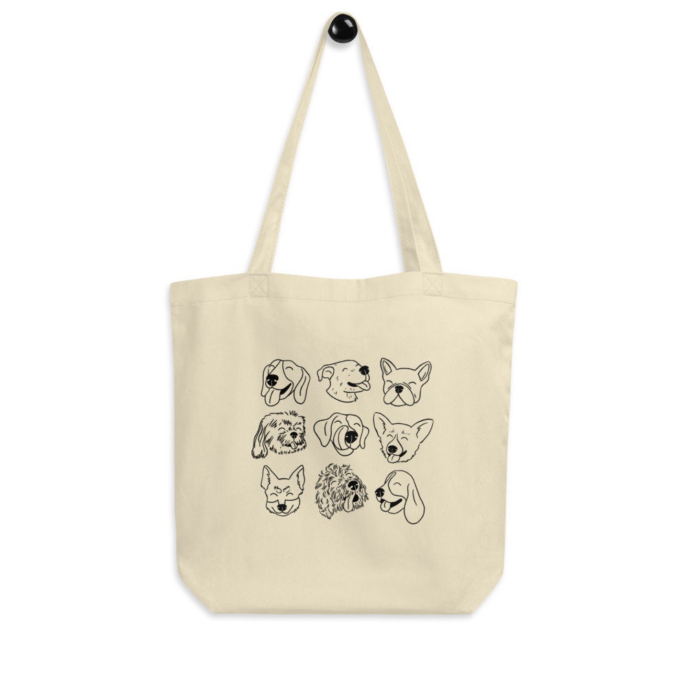 Illustrierte Hundegesichter Einkaufstasche Umweltfreundliche Haustier-Elterntasche Aus Bio-Baumwolle Illustrierte Hundegesichter Einkaufstasche Umweltfreundliche Haustier-Elterntasche Aus Bio-Baumwolle von MegansMagicShoppe