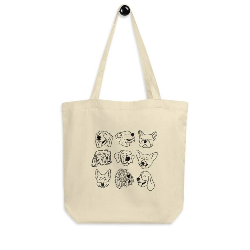 Illustrierte Hundegesichter Einkaufstasche Umweltfreundliche Haustier-Elterntasche Aus Bio-Baumwolle von MegansMagicShoppe