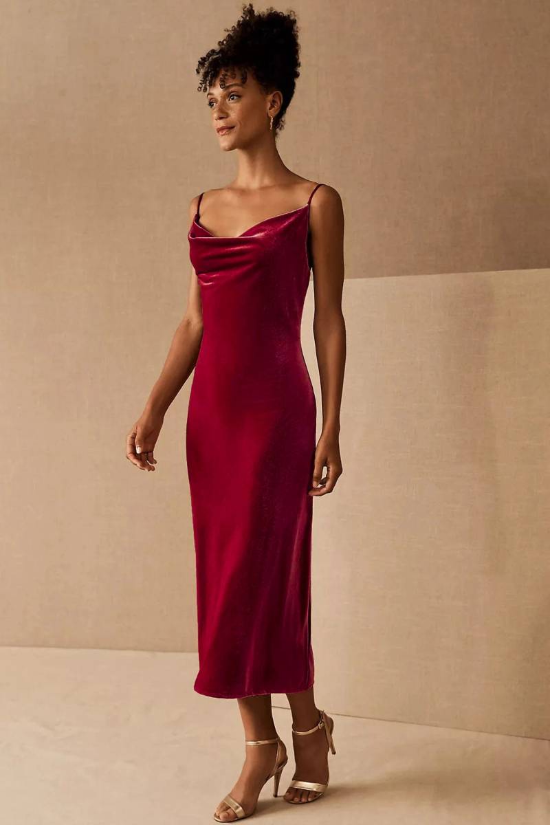 Samtkleid, Brautjungferkleid, Brautjungfernkleider, Partykleid, Hochzeitskleid, Maxikleid, Kleid Mit Wasserfallausschnitt, Langes Kleid, Frei Nach von MegayaBali