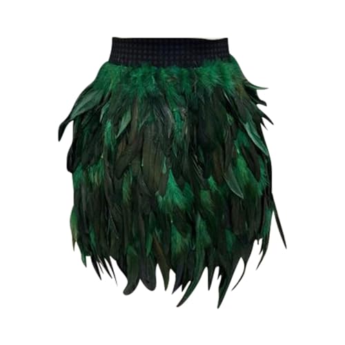 Damen Gothic Faux Feder Röcke Karneval Kostüm Elastische Taille Party Kurzer Federrock Tanz Rock Bühnenkostüm Halloween Weihnachtsfeiern von Meggsnle