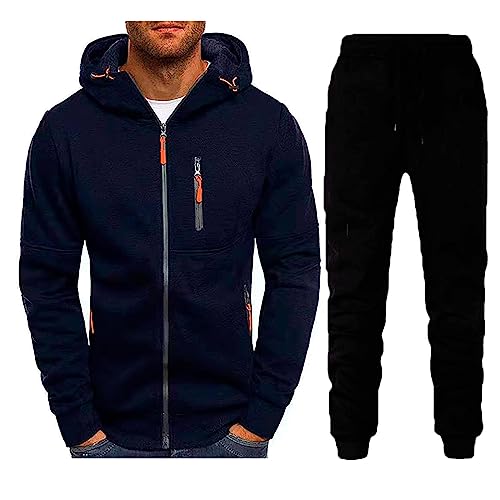 Jogginganzüge Für Herren Sportlich Trainingsanzug Sweatshirt Und Jogginghose Lässiger Sportbekleidung Einfarbiger Freizeitbekleidung Mit Kängurutasche Kapuzenjacke Jogginghose Hausanzug 2-Teilig von Meggsnle