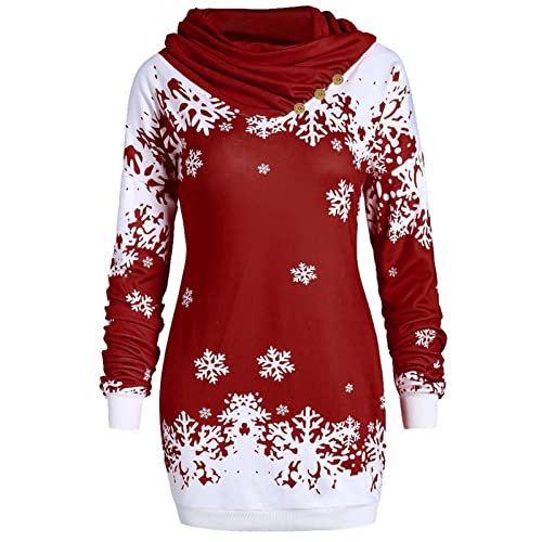 Kleider Für Frauen Weihnachten Weihnachtspullover Damen Led Kapuzenpullover Sweatshirt Kleider Damen Sweatshirtkleid Lang Maxi Sweatshirts Kapuzenpullover Unisex 3D Weihnachten Kapuzenpullover von Meggsnle