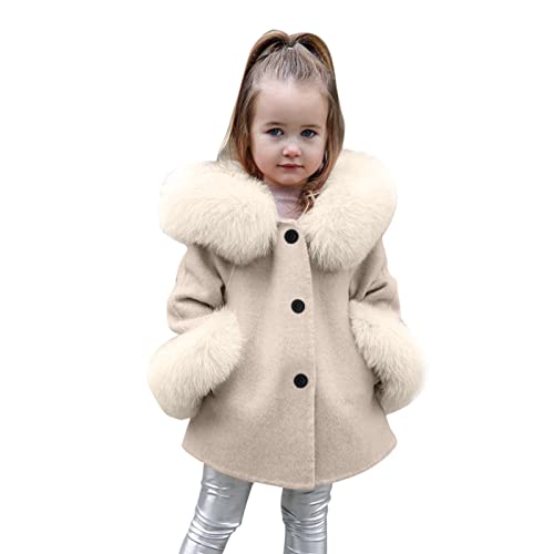 Kleinkind Mädchen Winter Winddichte Mantel Plüsch-Handtuchkragen Jacke Modische Kinderkleidung Warme Fleece Oberbekleidung Jacke Mantel für Mädchen (1-2 Jahre) von Meggsnle