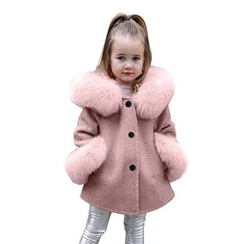 Kleinkind Mädchen Winter Winddichte Mantel Plüsch-Handtuchkragen Jacke Modische Kinderkleidung Warme Fleece Oberbekleidung Jacke Mantel für Mädchen (1-2 Jahre) von Meggsnle