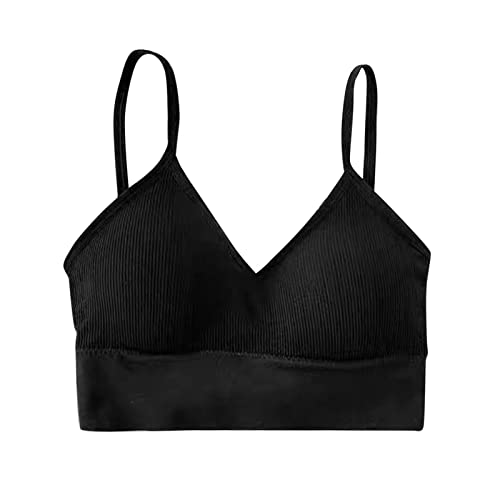 Meggsnle BH Rückenfrei Tiefer Ausschnitt Gepolsterte mit Spaghetti Bra Top Low Support Bra Shirt mit Integriertem BH Sport BH Bustier Comfort BH Sport BH Gepolstert Damen von Meggsnle